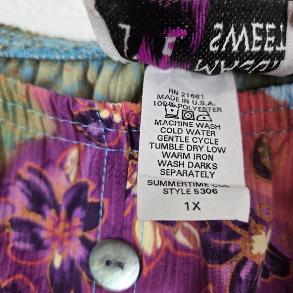 VTG Maggie Sweet Maxi Skirt Sz 1X Multicolor Patchwork Pull On Front Slit Boho - Picture 8 of 11